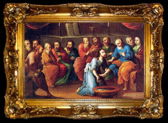 framed  Mota, Jose de la Christ Washing the Feet of the Disciples, ta009-2
